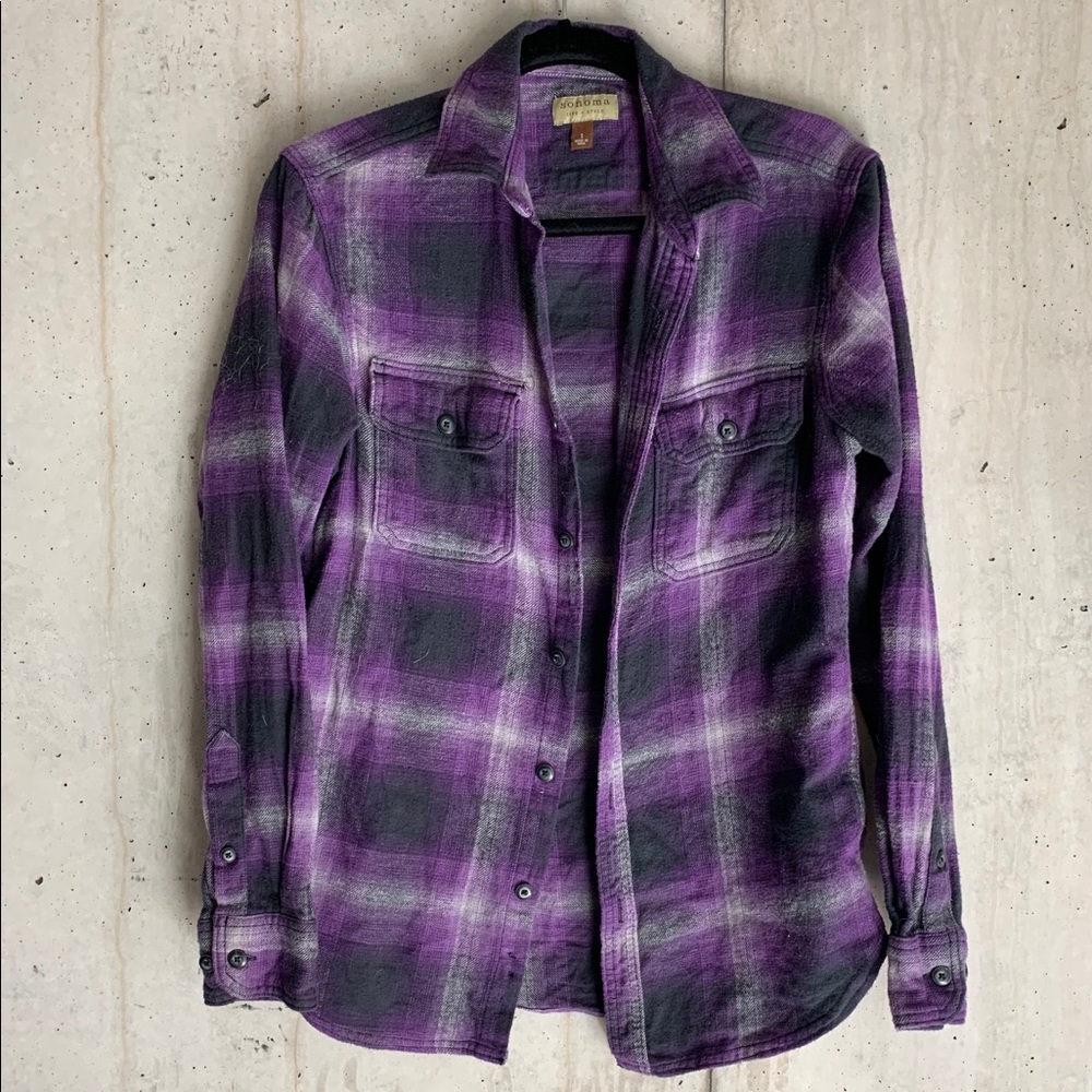 Purple Plaid Button Down Flannel